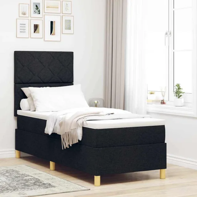 vidaXL Boxspringbed met LED-stripverlichting Zwart 80 x 200 cm Stof