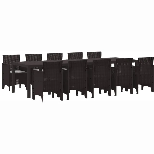 vidaXL Tuin Eetset 11 st Bruin en Lichtgrijs Poly riet