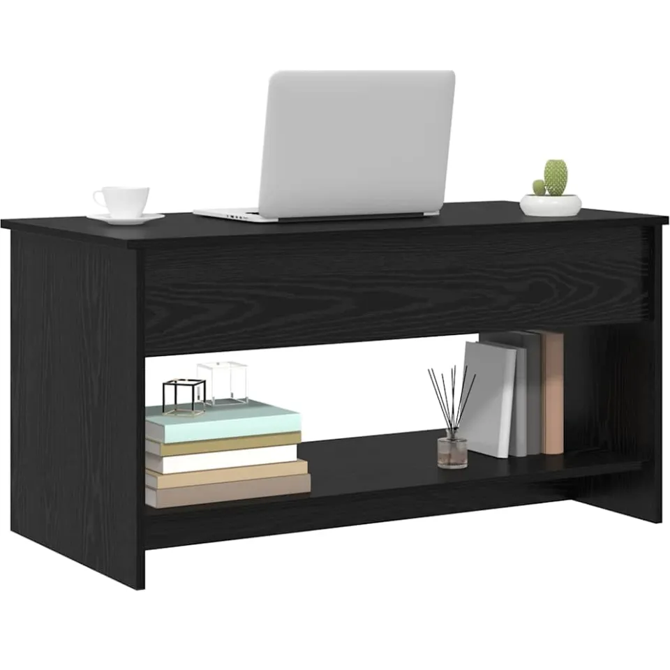 vidaXL Salontafel Zwart Eiken 80 x 50,5 x 41,5 cm Bewerkt hout, foto 3
