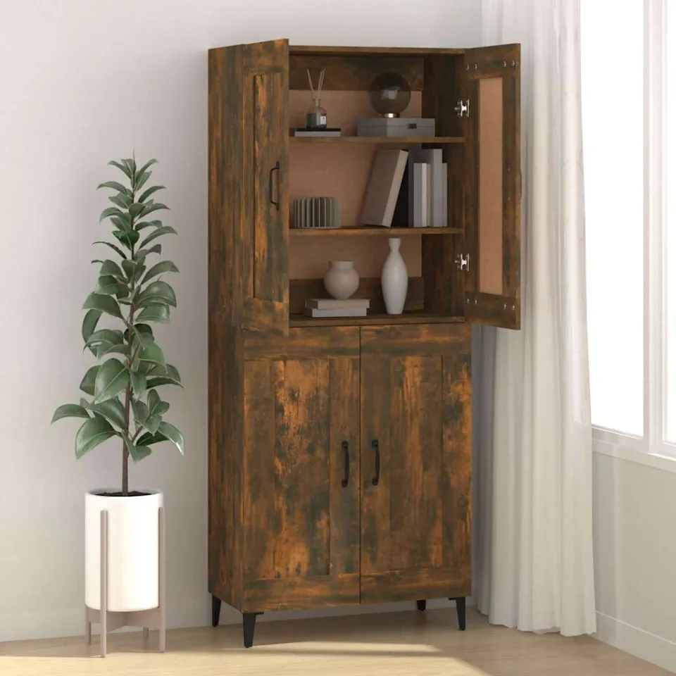 vidaXL Dressoir 69,5x34x90 cm bewerkt hout gerookt eikenkleurig, foto 3