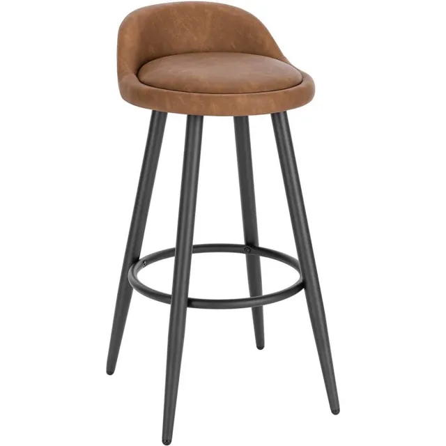 Saphly Barkrukken Set 69cm Bruin - Ergonomisch, Kleine rugleuning en Zithoogte 69cm - Voor Eetkamer, Keuken en Woonkamer