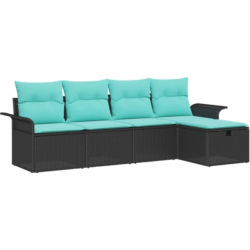 vidaXL Tuin Sofa Set 5 st Poly riet Zwart