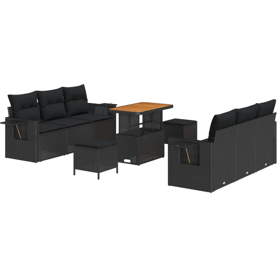 vidaXL Tuin Sofa Set Zwart poly rattan