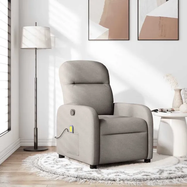 vidaXL Massagestoel - verstelbaar - stof - taupe