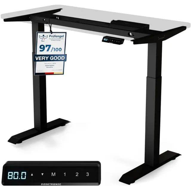 Desktronic HomeOne Zit-sta Bureau Elektrisch In Hoogte Verstelbaar Frame Zwart 120x60-160x80cm Bureaublad