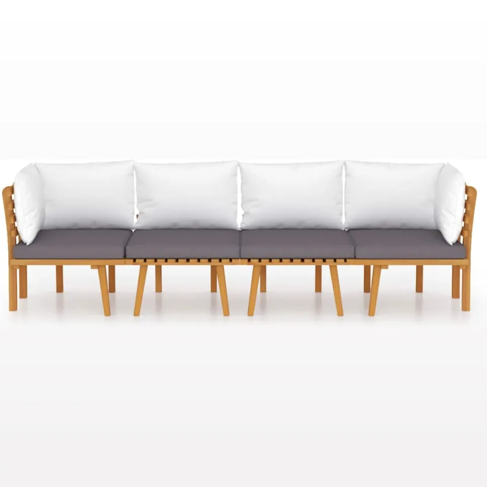 vidaXL 4-delige Loungeset met kussens massief acaciahout bruin, foto 3