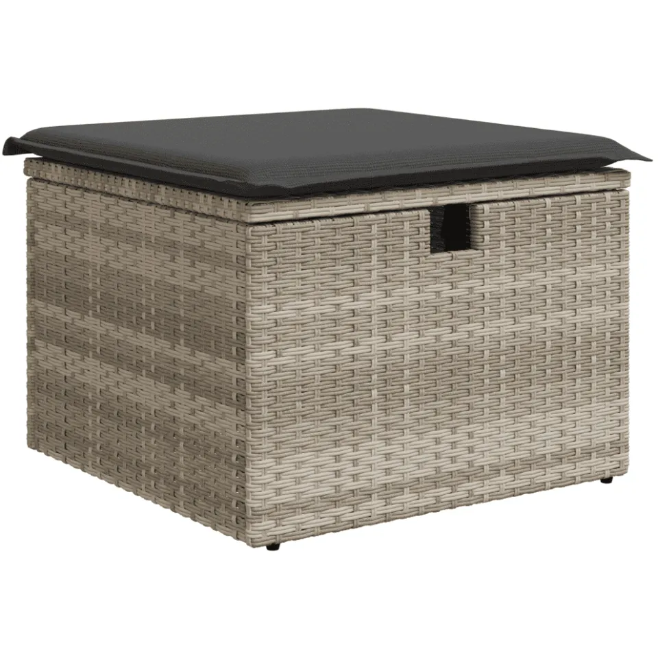 vidaXL 6-delige Loungeset met kussens poly rattan lichtgrijs grijs, foto 4