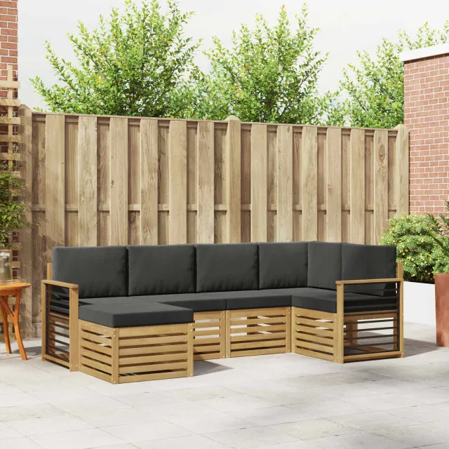 vidaXL Buiten bankenset 6 st 5-zits Wit en antracietkleurig Polyester