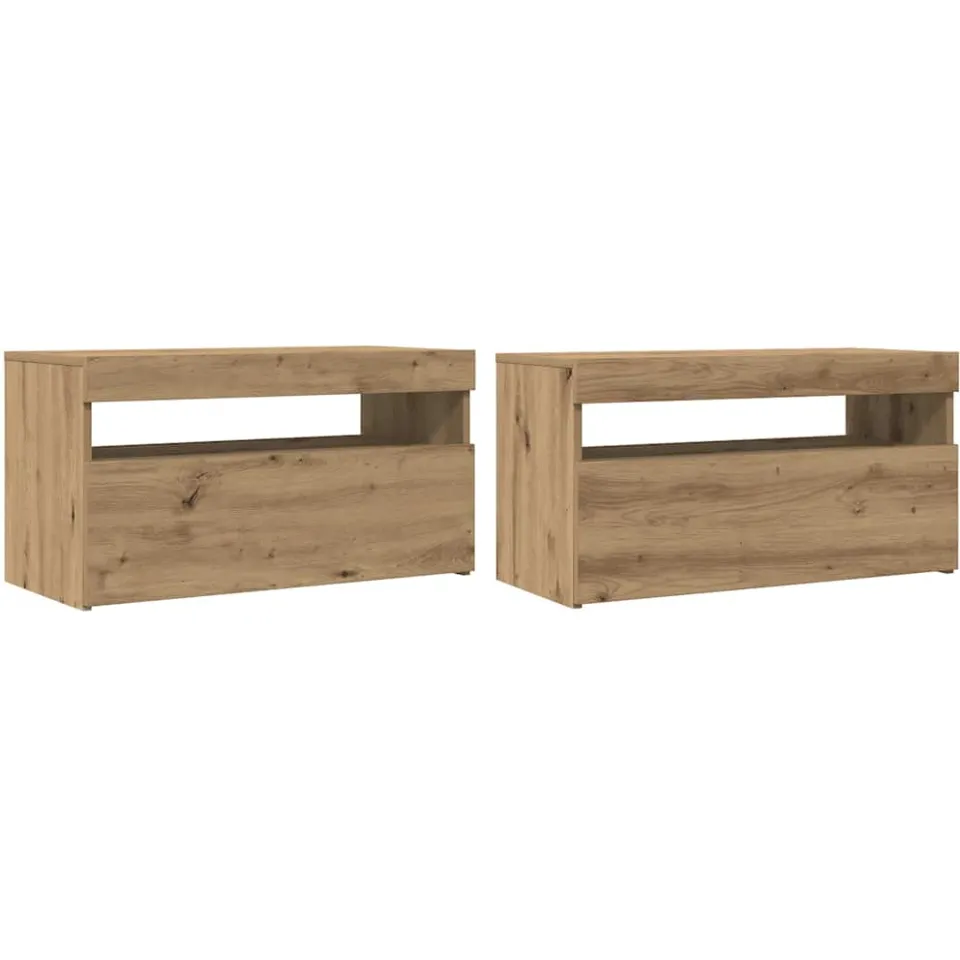 vidaXL Tv-meubel met LED 75x35x40 cm bewerkt hout artisanaal eiken, foto 3