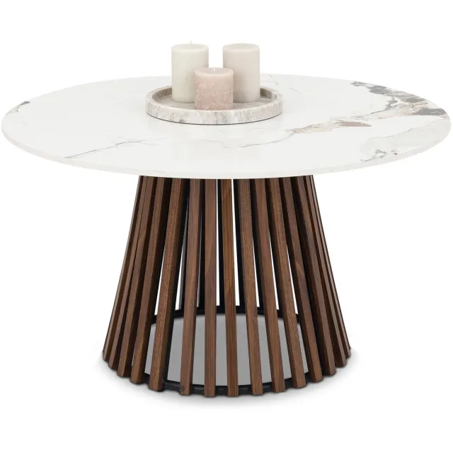 IDIMEX Salontafel BERGA met rond keramisch tafelblad van 80 cm – wit