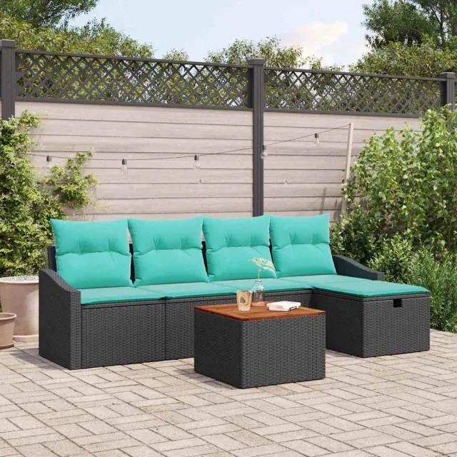 vidaXL Tuinbankenset 6 st Zwart poly rattan, foto 2