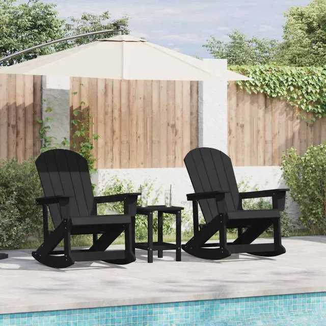 vidaXL Adirondack Schommeltjes 2 st 2-zits Zwart HDPE