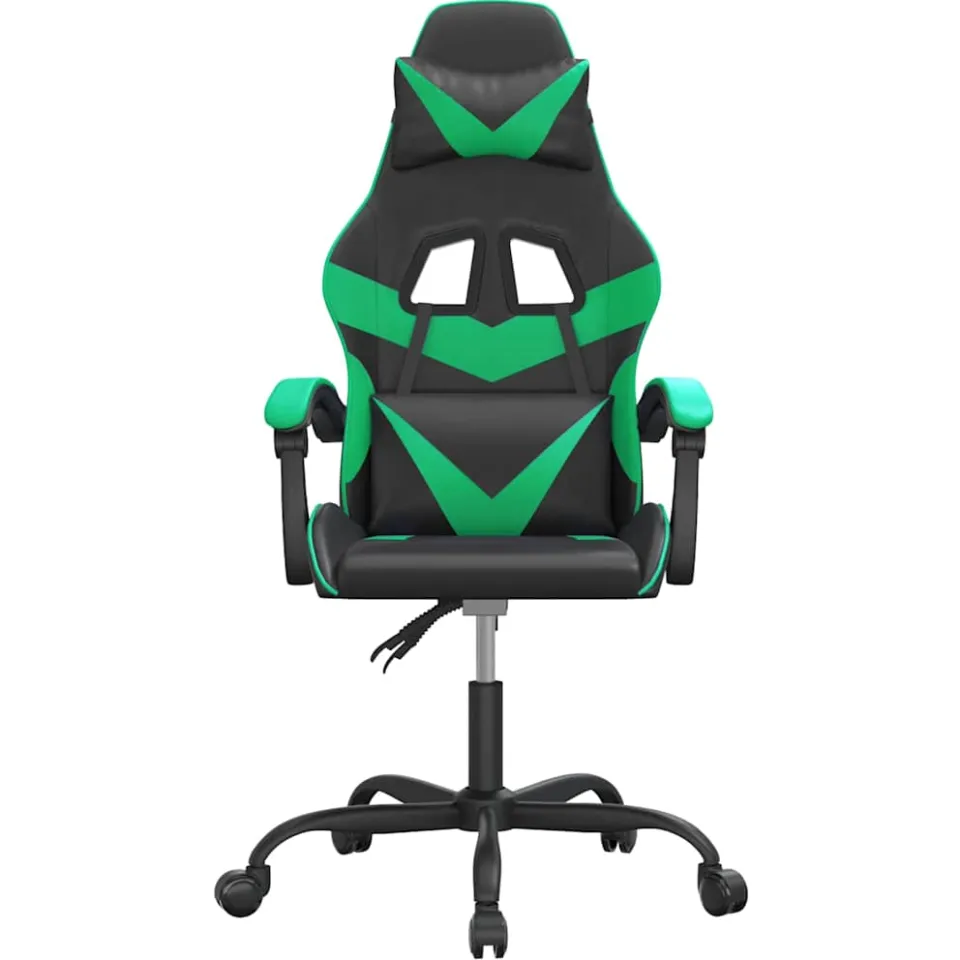 vidaXL Gamestoel draaibaar kunstleer zwart en groen