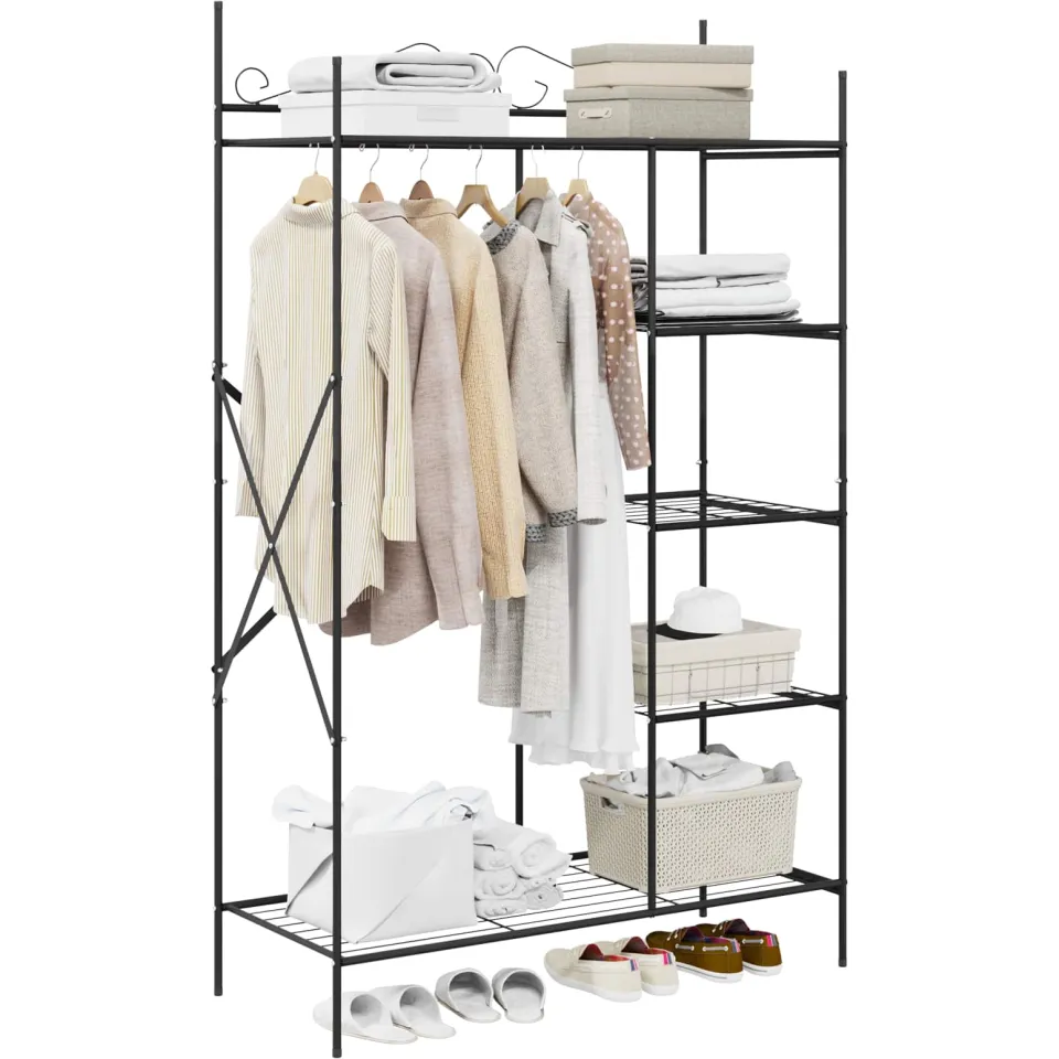 vidaXL Open Kledingkast met plank Zwart 104,5 x 45 x 172 cm Staal