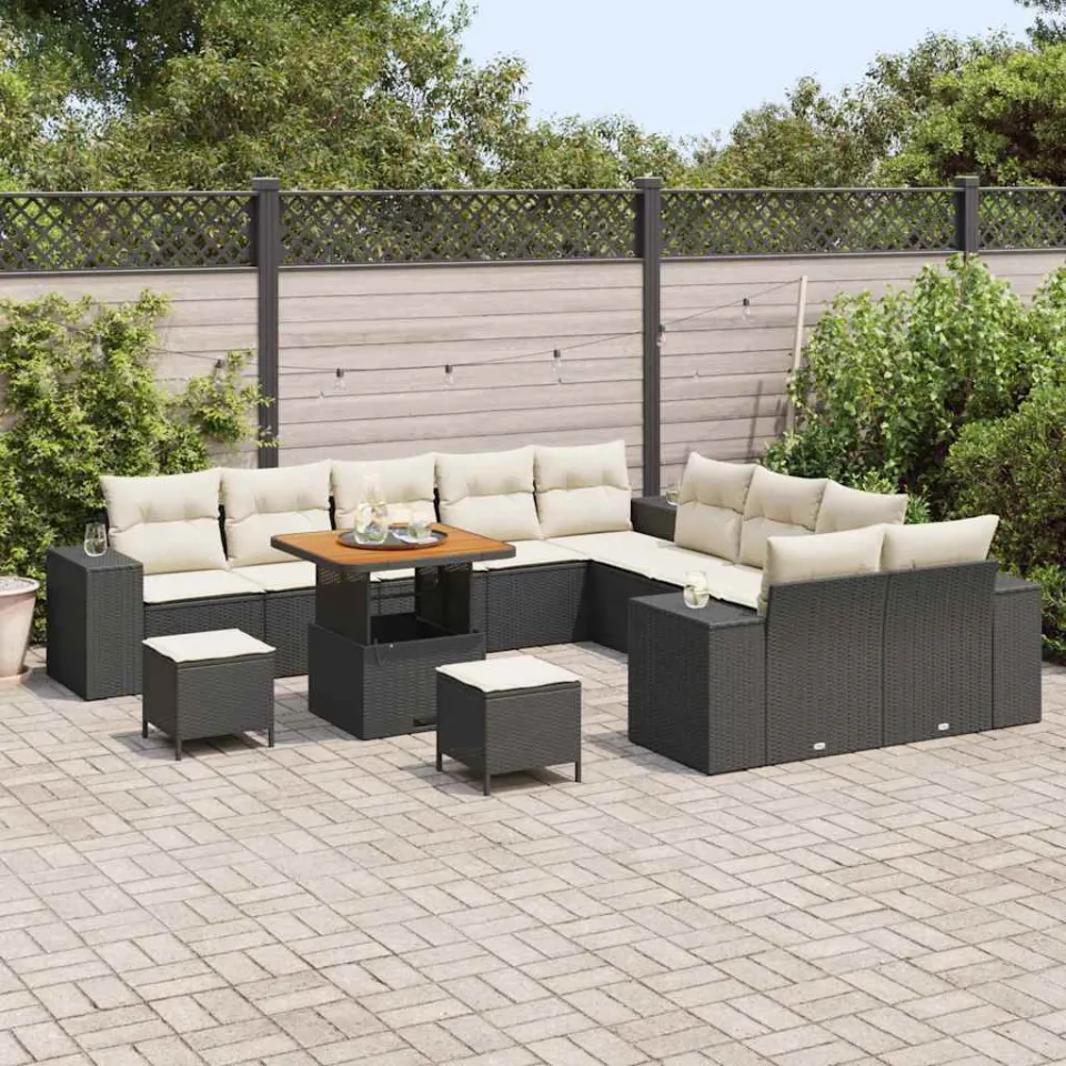 vidaXL Tuin Sofa Set 13 st Zwart poly rattan, foto 3