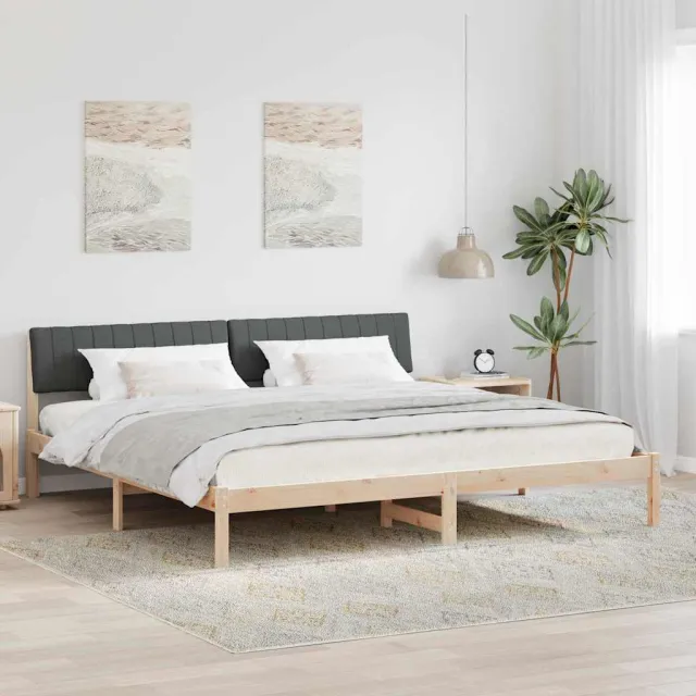 vidaXL Bedframe Bruin en donkergrijs 200 x 200 cm Massief grenenhout
