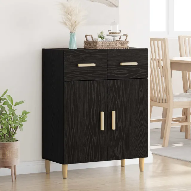 vidaXL Dressoir Zwart eiken 34 x 69.5 x 89 cm Bewerkt hout, foto 2