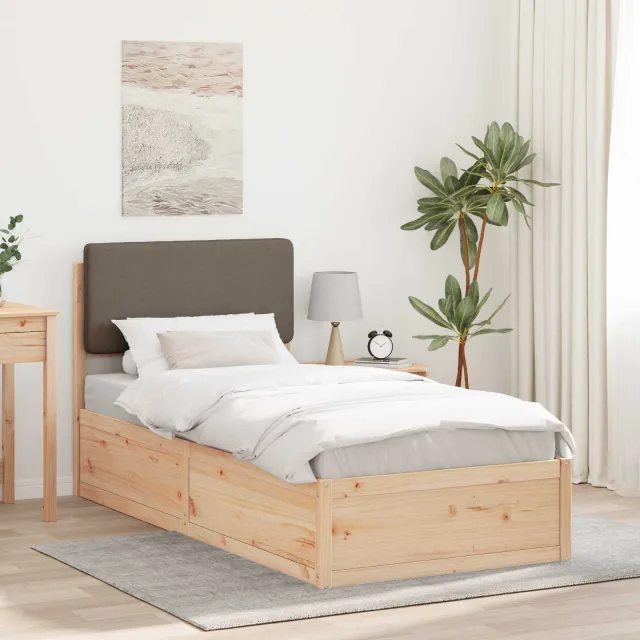 vidaXL Bedframe met Gevoerd Hoofdgedeelte Taupe 90 x 200 cm