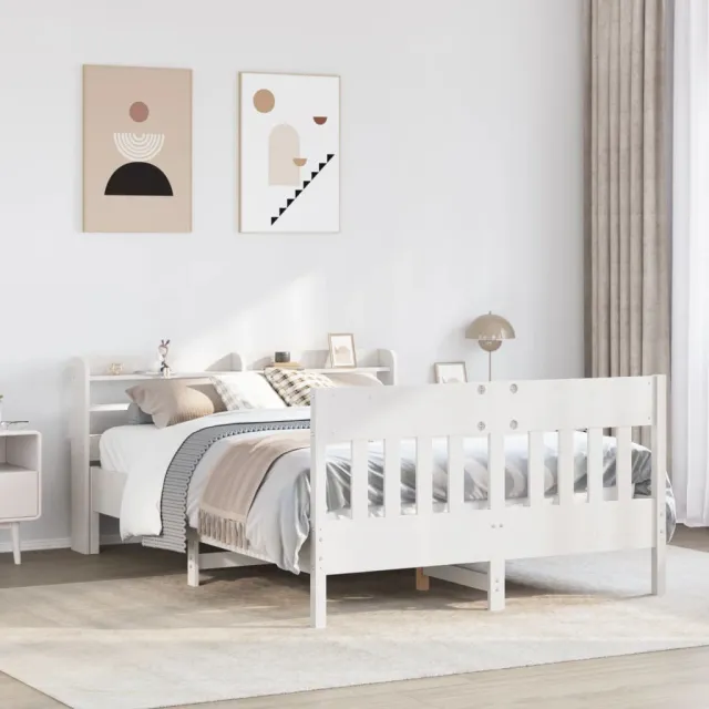 vidaXL Bedframe zonder matras massief grenenhout wit 160x200 cm