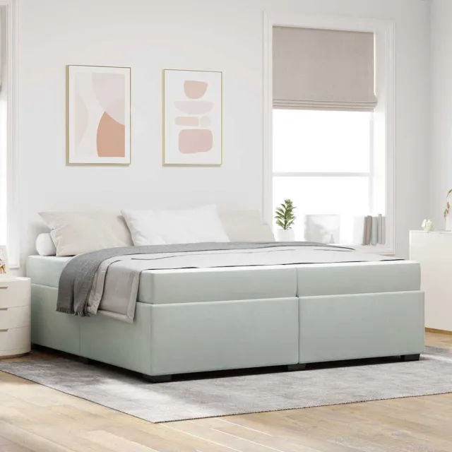 vidaXL Bedframe met matras Lichtgrijs 200 x 200 cm Stof