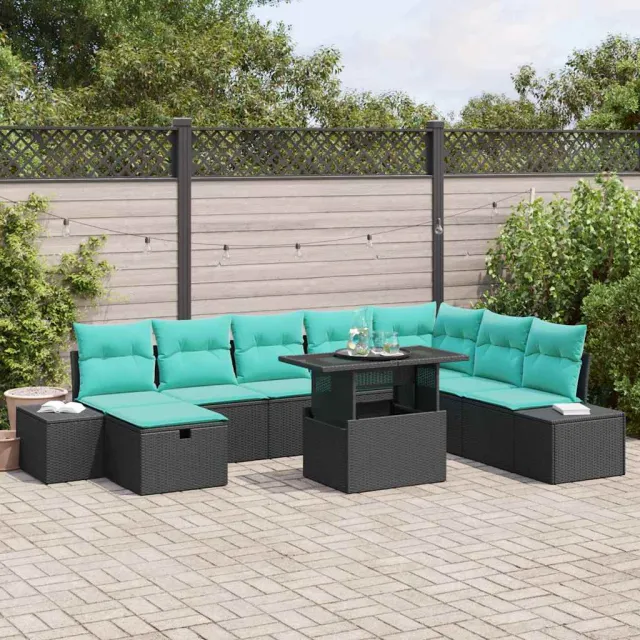 vidaXL Tuin Sofa Set 9 st poly rattan beige, foto 2