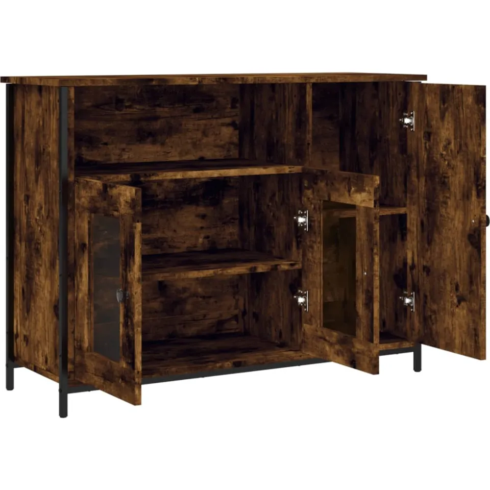 vidaXL Dressoir 100x35x75 cm bewerkt hout gerookt eikenkleurig, foto 2