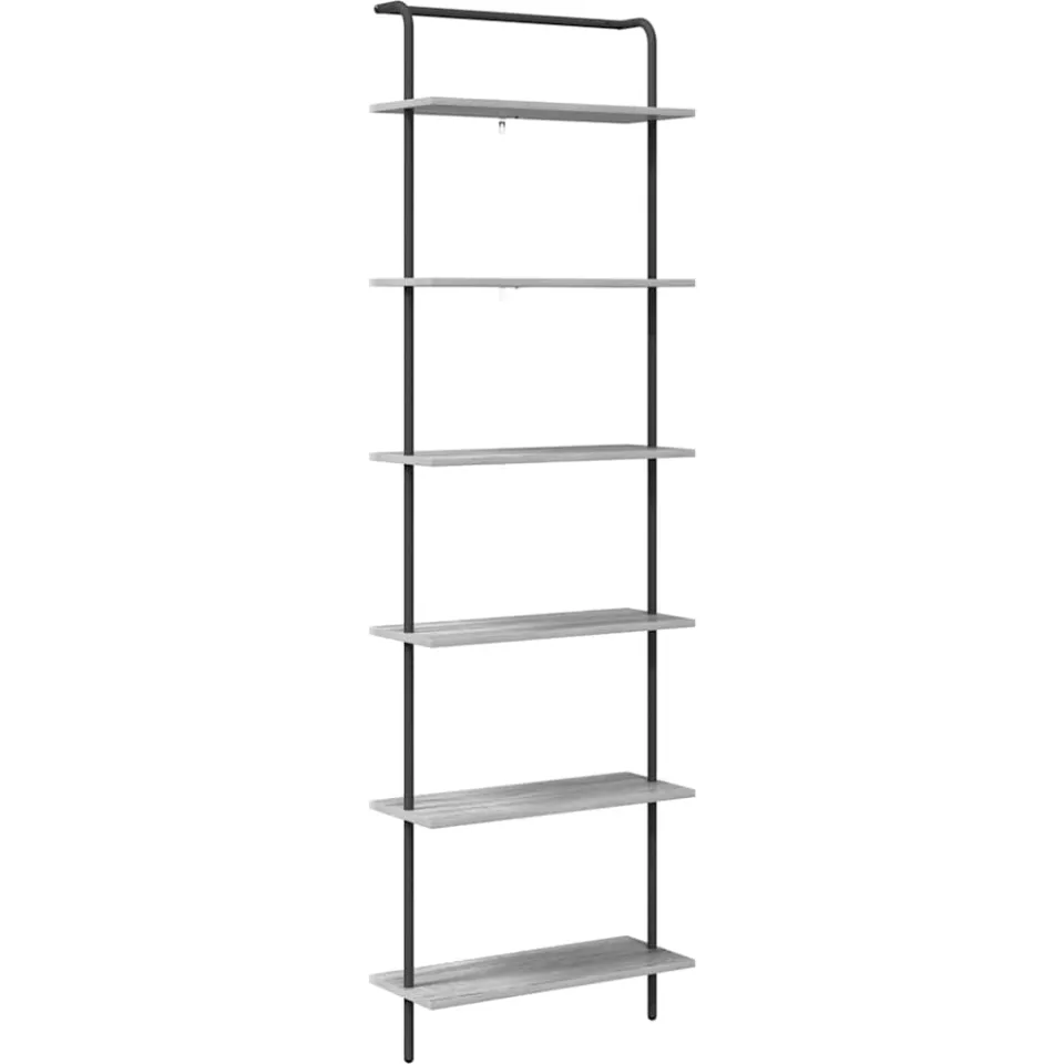 vidaXL Boekenkast 6-laags 60 x 24 x 203 cm Bewerkt hout Grijs Sonoma, foto 3