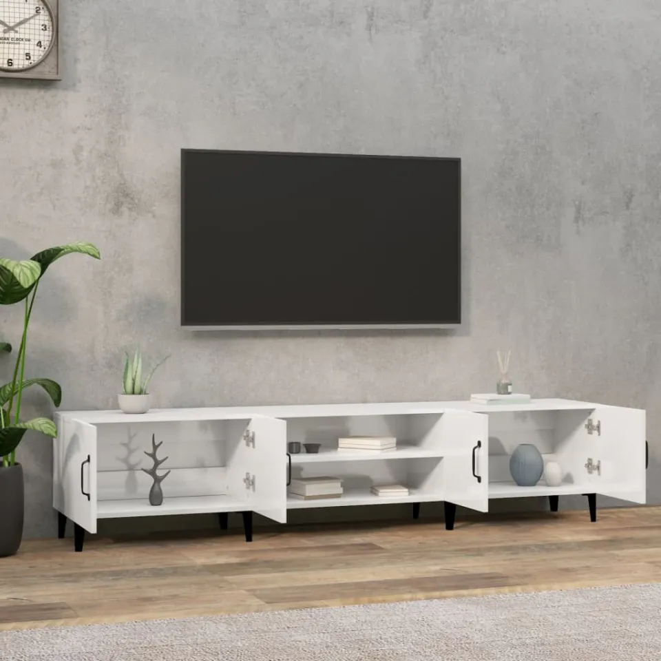 vidaXL Tv-meubel 180x31,5x40 cm bewerkt hout hoogglans wit, foto 3