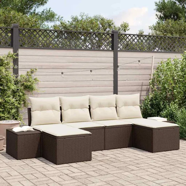vidaXL Tuin Sofa Set 4 st Bruin en Crème poly rattan, foto 2