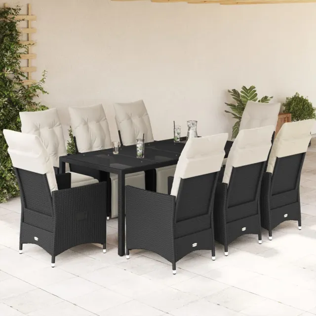 vidaXL 9-delige Tuinset poly rattan zwart, foto 2