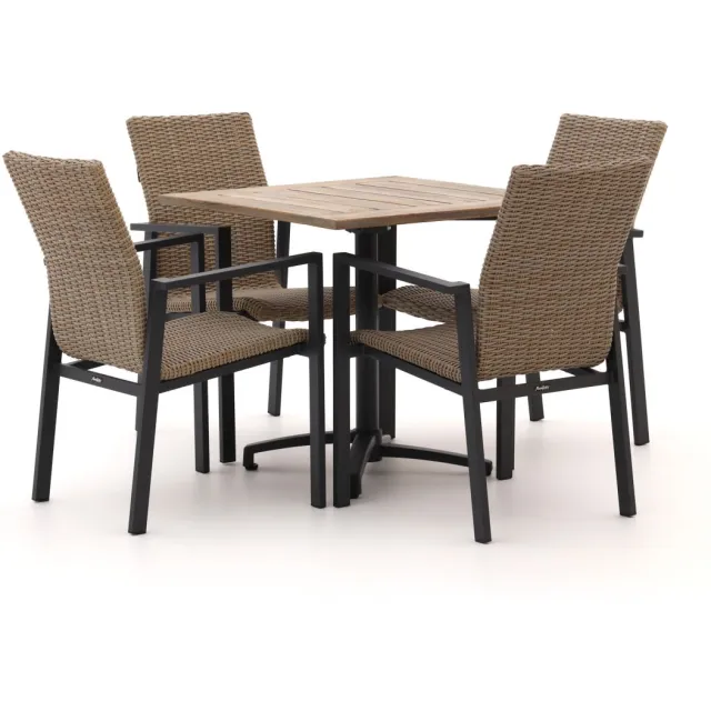 Manifesto Furniture Manifesto Villongo/Canzo 80cm dining tuinset 5-delig stapelbaar inklapbaar Bruin
