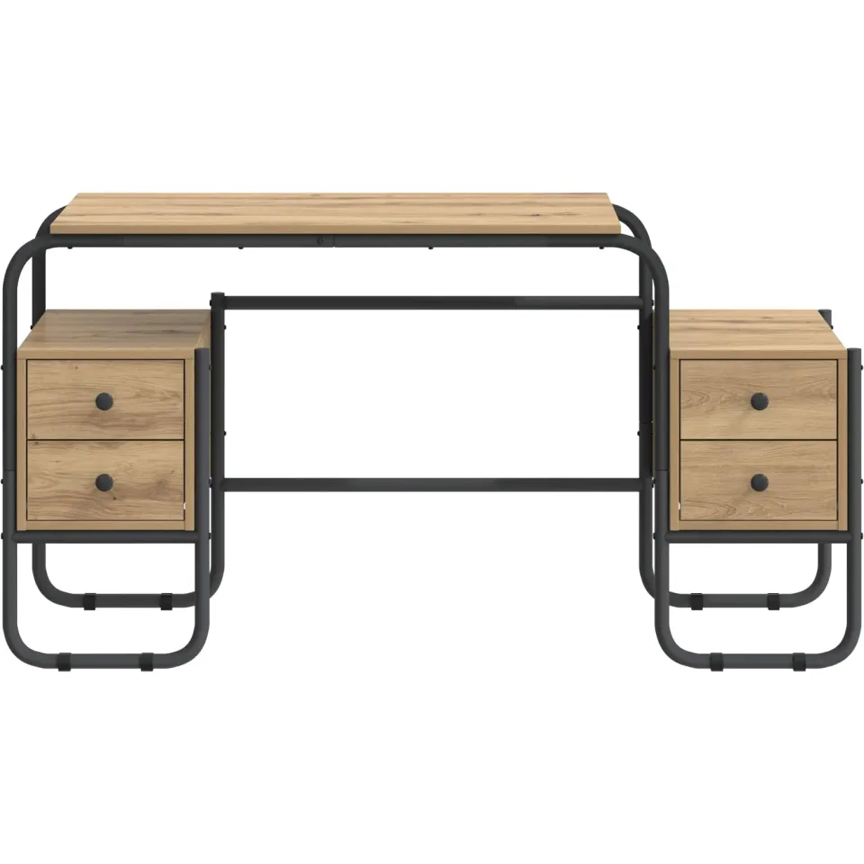 vidaXL Bureau met opbergruimte Artisanaal eiken 145 x 50 x 75 cm, foto 3