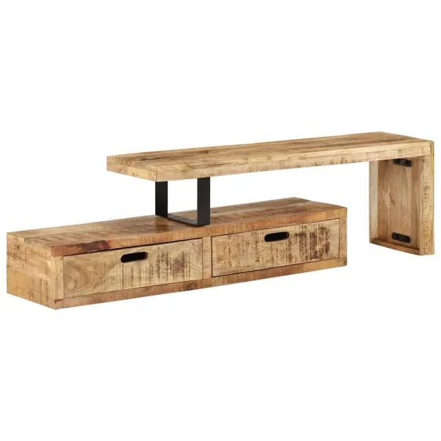 vidaXL Tv-meubel (118-200) x 30 x 40 cm massief hout mango Bruin