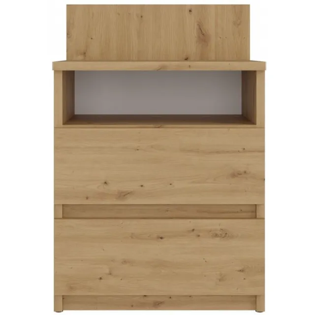 TOP E SHOP MALWA M1 - Nachtkastje - Eiken Artisan - 2 lades - Greeploos design