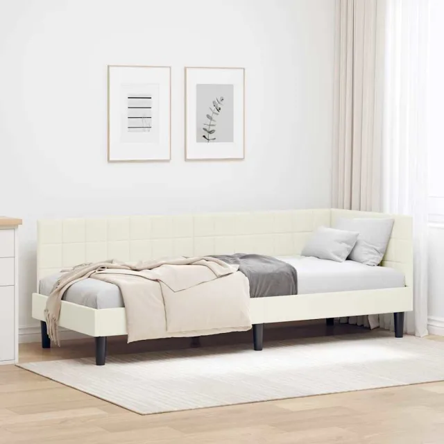 vidaXL Hoekbedframe Crème 80 x 200 cm fluweel