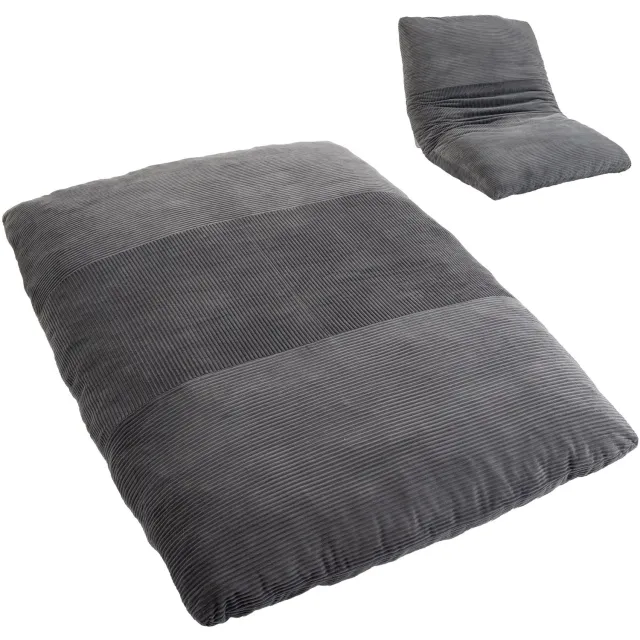 Homcom Floor Chair-Cordstoff, Schaumstoff-145 x 98 x 95 cm-Dunkelgrau Donkergrijs