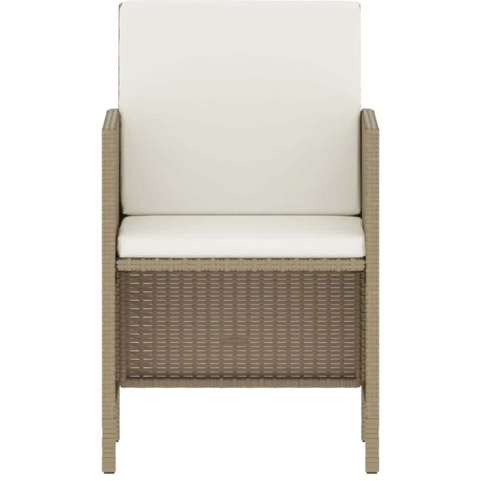 vidaXL 6-delige Tuinset met kussens poly rattan beige