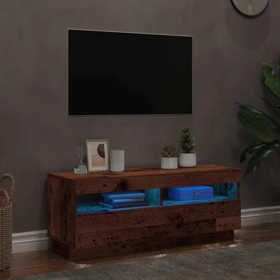 vidaXL Tv-meubel met LED 100x35x40 cm bewerkt hout oud hout bruin, foto 3