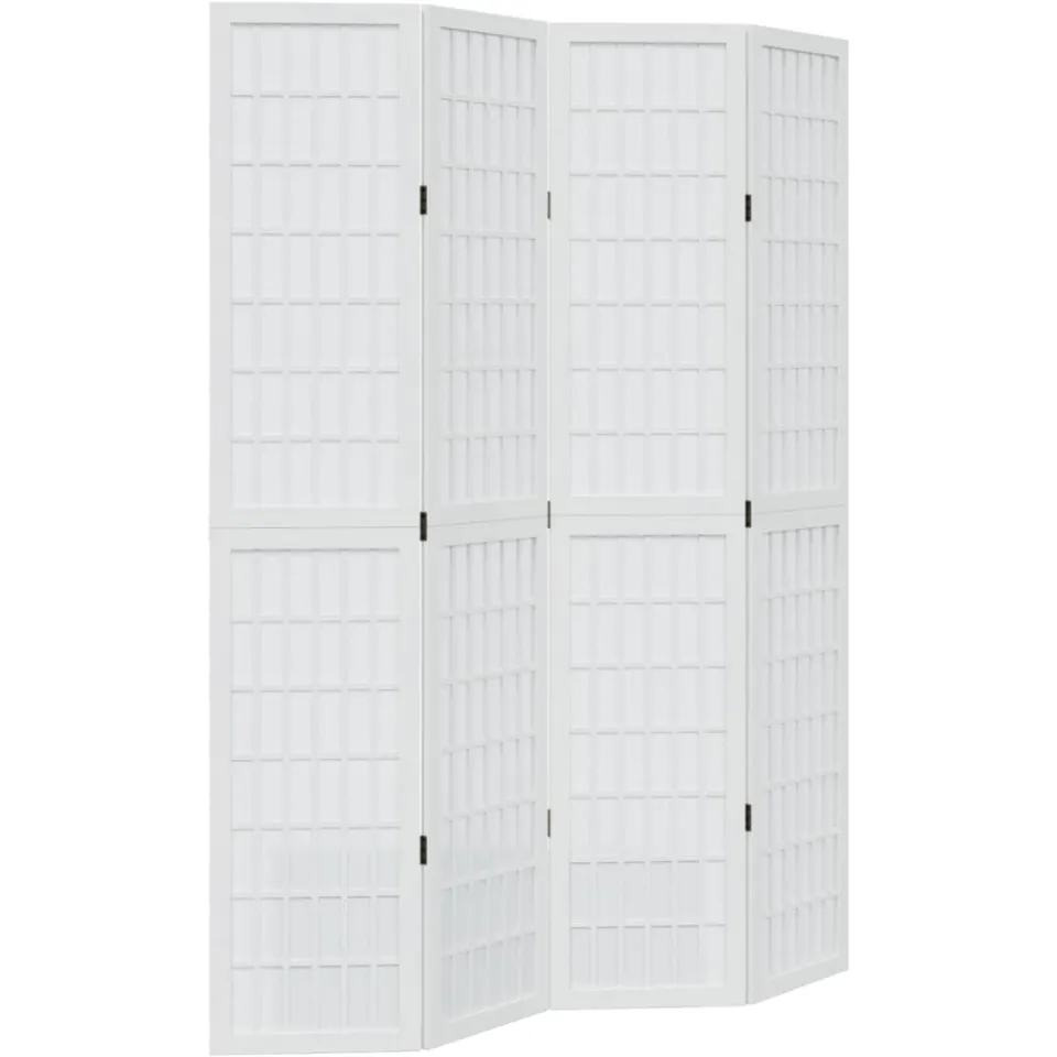 vidaXL Kamerscherm met 4 panelen massief paulowniahout wit