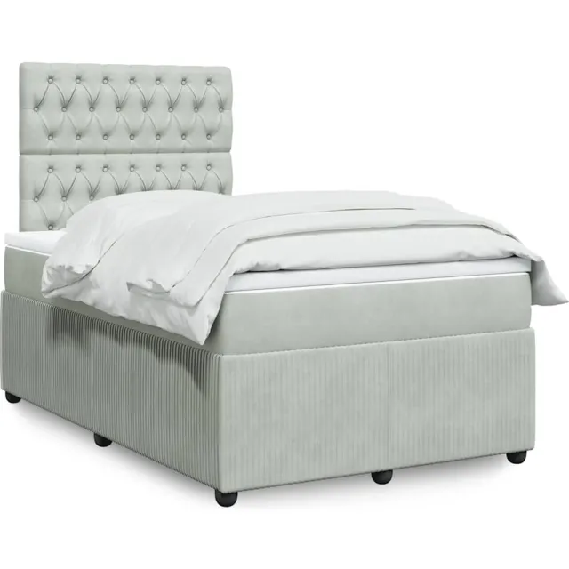 vidaXL Boxspring met matras fluweel lichtgrijs 120x200 cm grijs