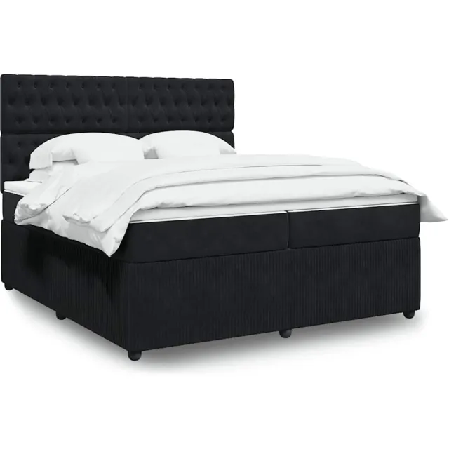 vidaXL Boxspring met matras fluweel zwart 200x200 cm