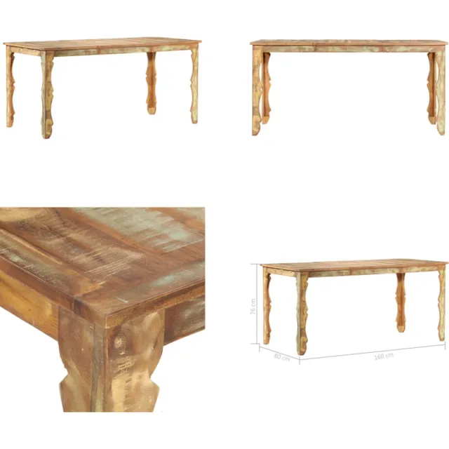 vidaXL Eettafel - 160x80x76 - cm - massief - gerecycled - hout Bruin
