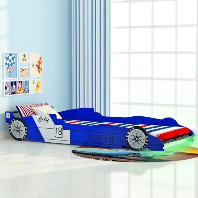 vidaXL Kinderbed raceauto met LED-verlichting blauw 90x200 cm, foto 2