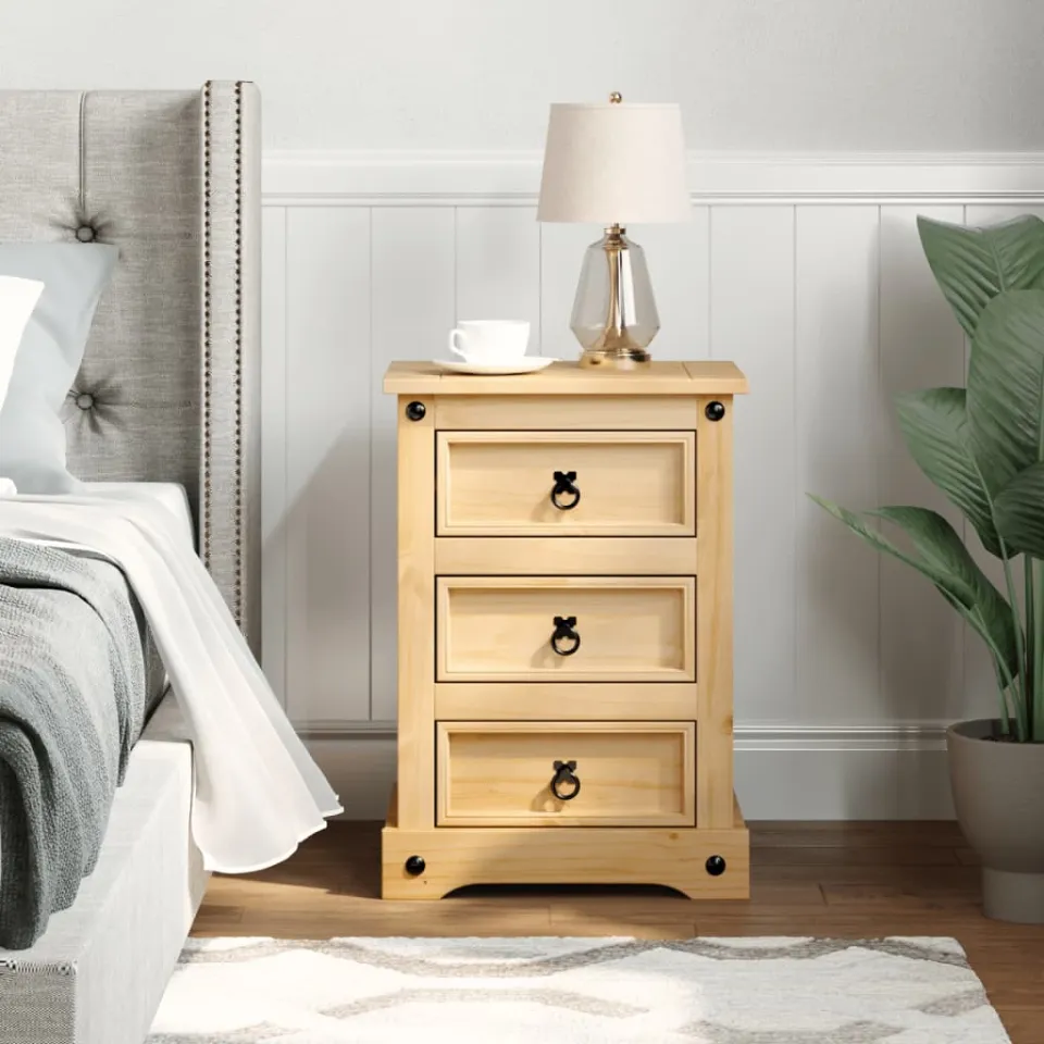 vidaXL Nachtkastje Corona 53x39x66 cm massief grenenhout bruin, foto 2