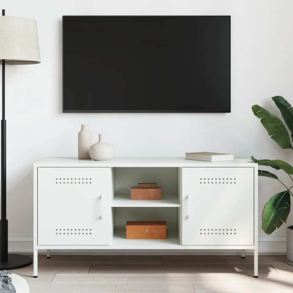 vidaXL Tv-meubel 100,5x39x50,5 cm staal wit, foto 3