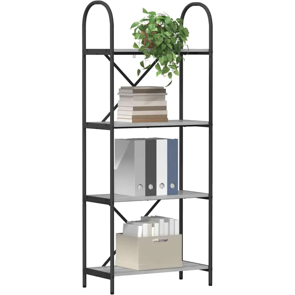 vidaXL Boekenkast 4-laags 60 x 30 x 146 cm Bewerkt hout Grijs Sonoma, foto 3
