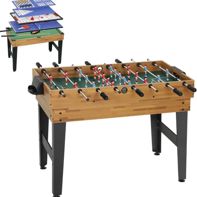 REDOM Multifunctionele spieletafel - 13-in-1 - Verwisselbare en stapelbare speelbladen - Stabiele constructie - Gezinsgebruik - MDF en kunststof - Walnoot - 121 x 109 x 80 cm Walnut