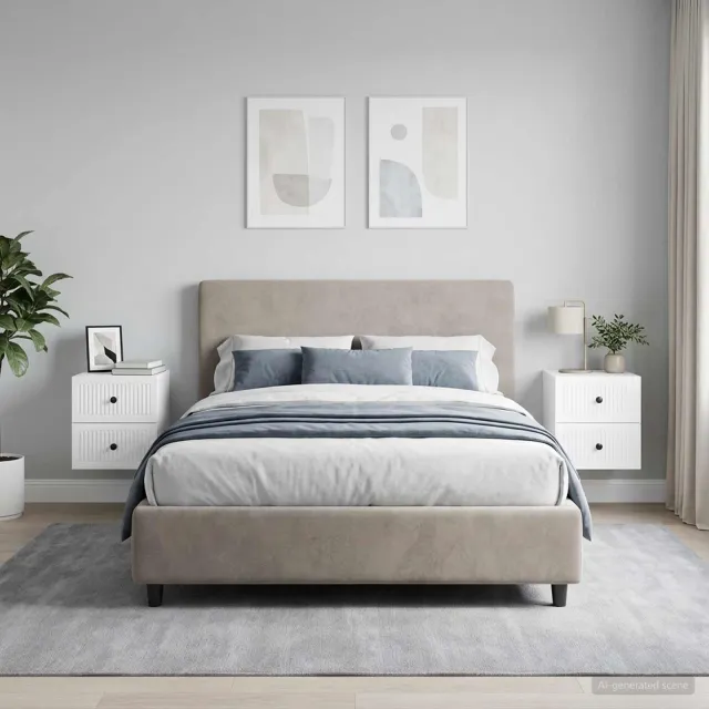 vidaXL Wandbeugel Bedkast 2 st Hoogglans Wit 33 x 34,5 x 40 cm