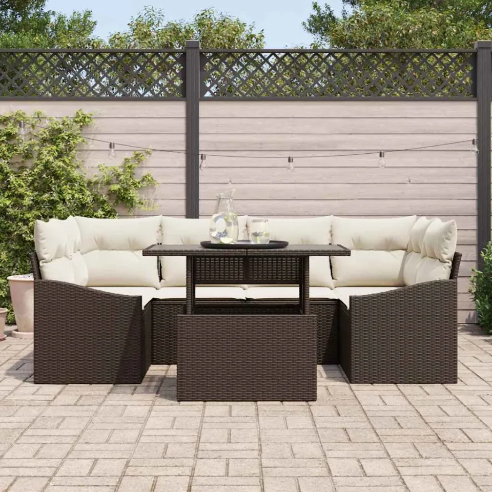 vidaXL Tuin Sofa Set 7 st Bruin poly rattan, foto 3
