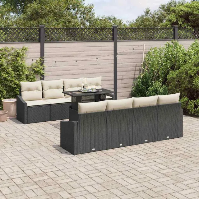 vidaXL Tuin Sofa Set 9 st Zwart poly rattan, foto 2
